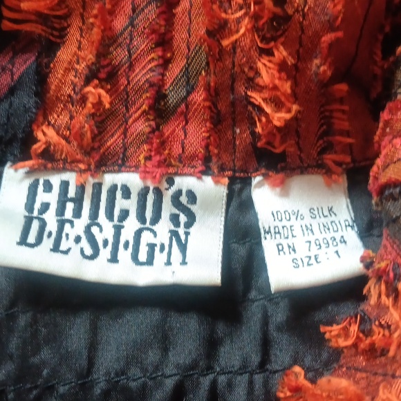 Chicos DESIGN Shirred Rust Silk Blazer Size 1 / Small - Picture 7 of 7